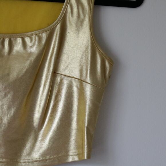 Gold Cropped Tank Perfect For Homecoming Football - Picture 3 of 4